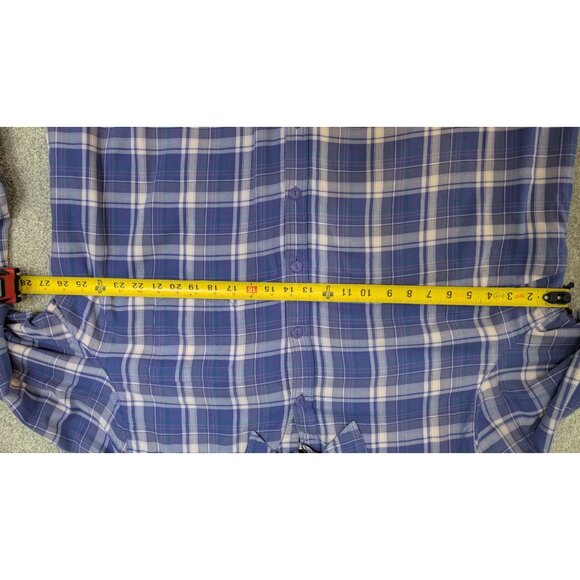 LL Bean Womens Flannel Fleece Lined Shirt 2X Purple Plaid Jacket Shacket Button - Picture 6 of 12